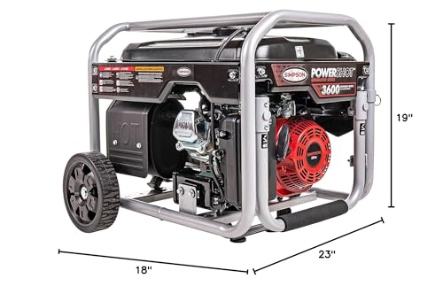 SIMPSON PowerShot Portable 3,600 Watt Generator with Roll Cage Frame Protection and Low Oil Shutdown Feature for Outdoor Generators