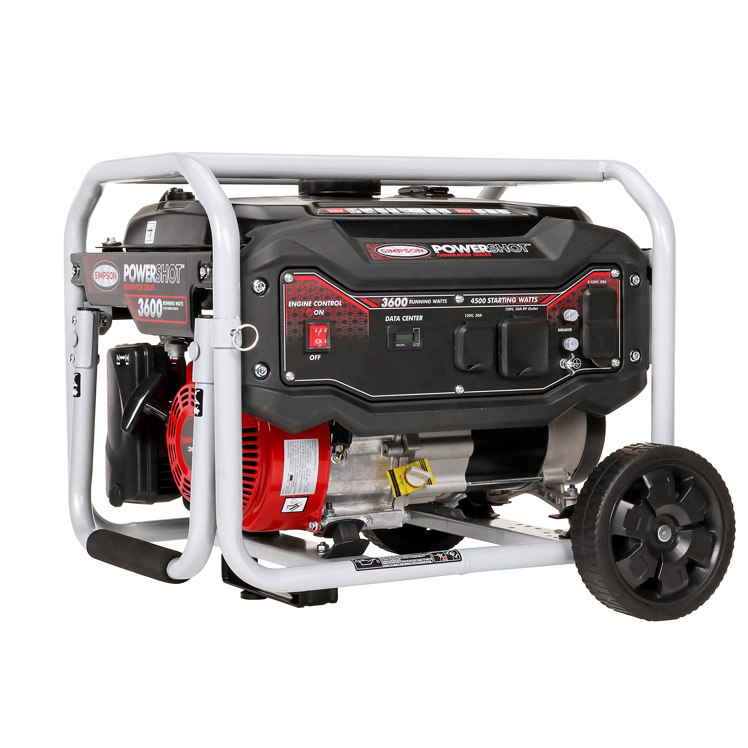 SIMPSON PowerShot Portable 3,600 Watt Generator with Roll Cage Frame Protection and Low Oil Shutdown Feature for Outdoor Generators