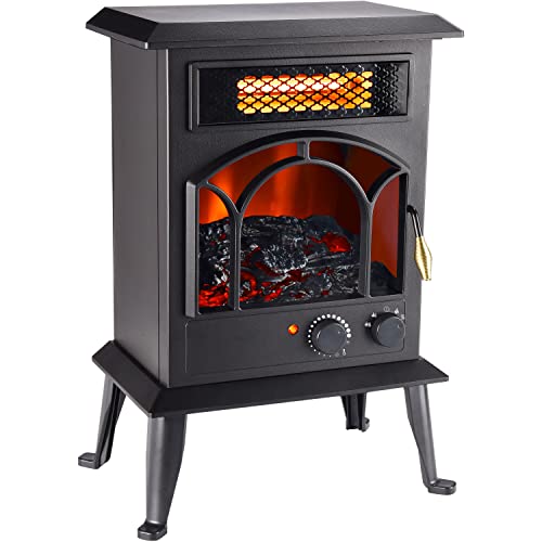 LifeSmart Topside 3-Quartz Infrared Stove Heater with Remote Control and Timer | Adjustable Realistic Flame | Cool Touch Exterior Cabinet | HT1288 - Lucaneo