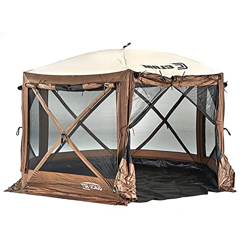 Quick-Set Pavilion 12.5 x 12.5 Foot Portable Pop Up Outdoor Camping Gazebo Screen Tent Tent Canopy Shelter with Ground Stakes and Carry Bag, Brown