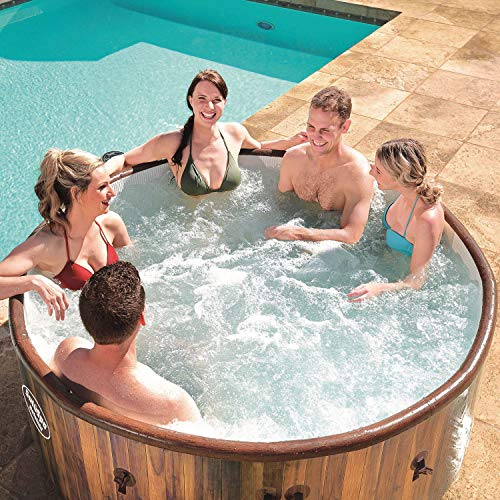 Bestway SaluSpa Helsinki 7 Person Portable Inflatable Hot Tub AirJet Spa w/ Pump and EZ Spa Hot Tub Total Care Weekly Water Chemical Treatment Blend - Lucaneo
