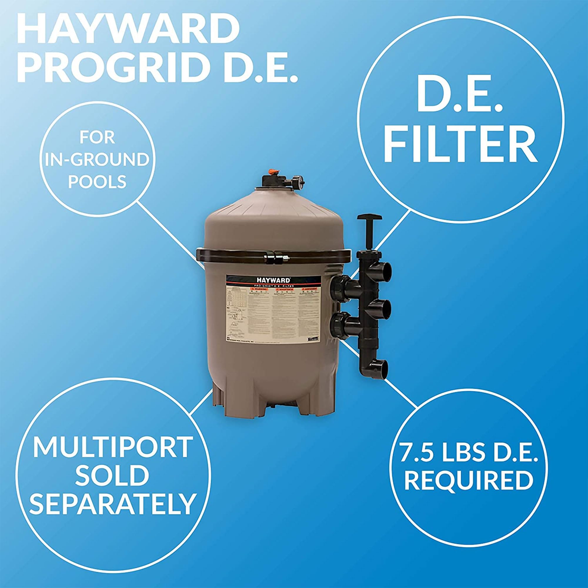 Hayward W3DE6020 ProGrid Diatomaceous Earth DE Pool Filter for In-Ground Pools, 60 Sq. Ft.