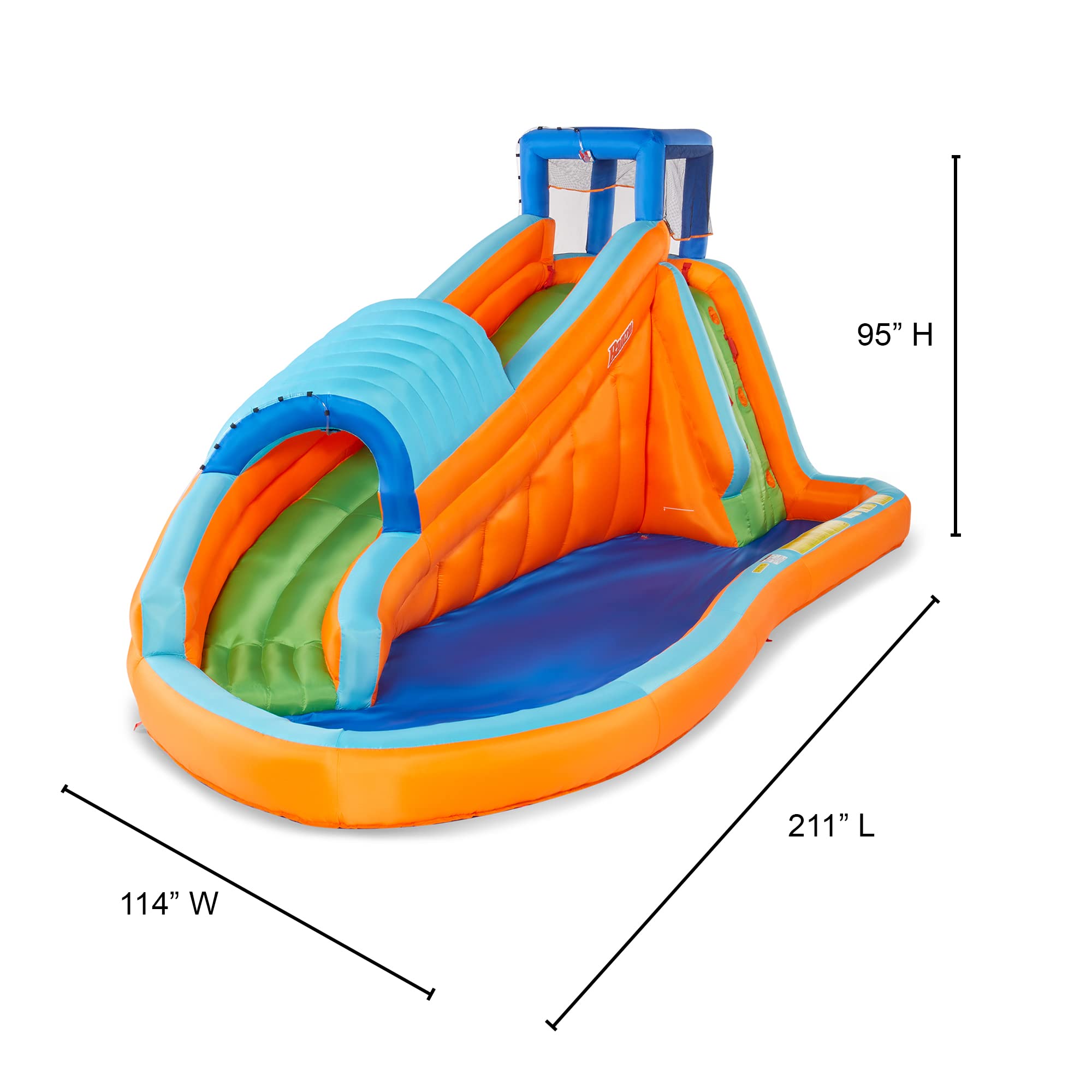 Banzai Surf Rider 17.5' L x 9.5' W x 7.9' H Inflatable Water Park with Waterslide, Pool, and Sprinklers