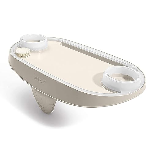 Intex 28429EP PureSpa Plus Portable Inflatable Hot Tub Bubble Jet Spa, 77 x 28, with Tablet Mobile Phone Spa Tray Accessory w/LED Light Strip, White
