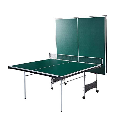 Lancaster 4 Piece Official Tournament Size 108 x 60 x 30 Inches Indoor Folding Table Tennis Ping Pong Game Table with Net and Posts, Green - Lucaneo