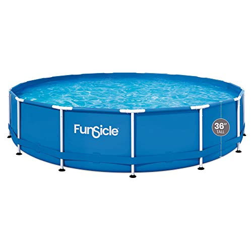 Funsicle 15' x 36" Outdoor Activity Round Frame Above Ground Swimming Pool Set with SkimmerPlus Filter Pump, Filter, Ground Cloth, and Ladder, Blue