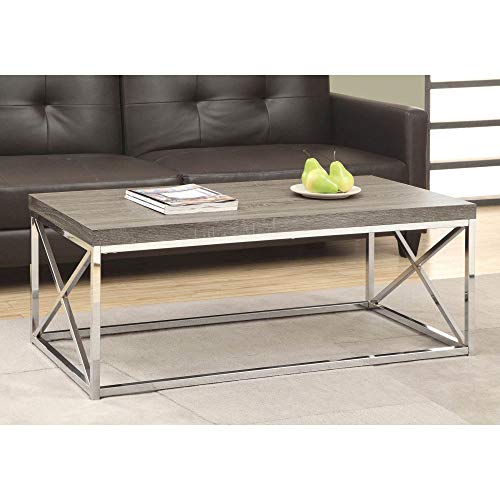 Monarch Specialties 44 Inch Contemporary Modern Industrial Glossy Top Metal Frame Coffee Table w/Criss-Cross Legs for Livingroom & Den - Lucaneo