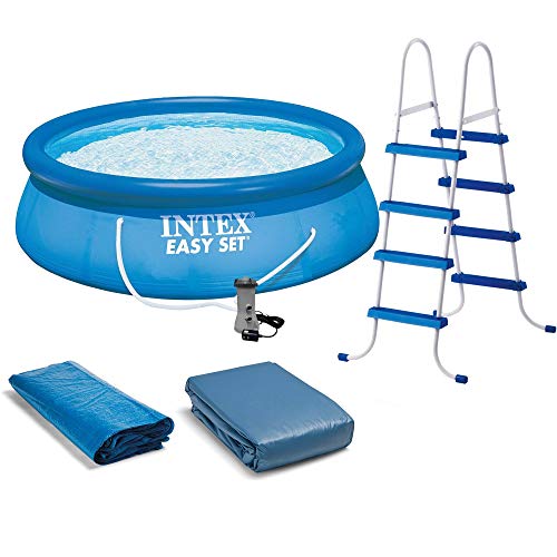 Intex 15ft x 48in Easy Set Above Ground Inflatable Pool w/ Pump and Solar Cover - Lucaneo