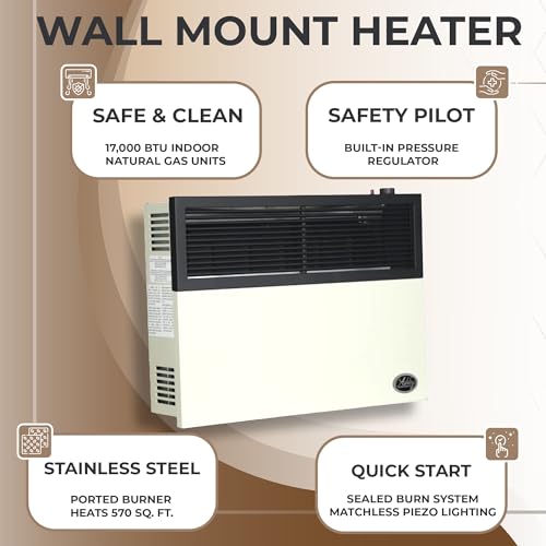 Ashley Hearth Products 17,000 BTU Direct Vent Liquid Propane Wall Mounted Heater with Piezo Lightning, Safety Pilot and Built in Regulator, Cream - Lucaneo