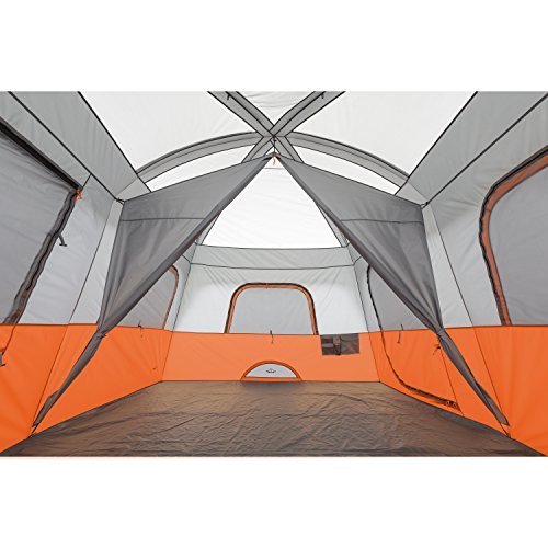 CORE 10 Person Tent | Large Multi Room Tent for Family | Included Tent Gear Loft Organizer for Camping Accessories | Portable Cabin Huge Tent with Carry Bag for Outdoor Car Camping - Lucaneo