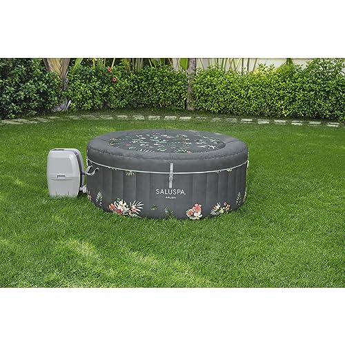 Bestway SaluSpa Aruba AirJet 2 to 3 Person Inflatable Hot Tub Round Portable Outdoor Spa with 110 AirJets and EnergySense Energy Saving Cover, Grey - Lucaneo