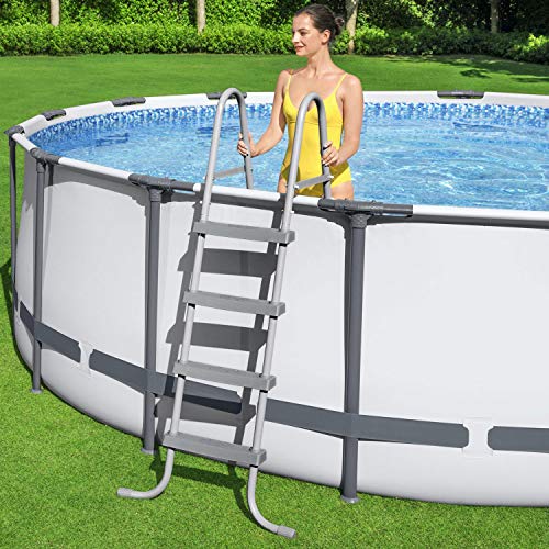 Bestway Steel Pro MAX 14’ x 48" Round Steel Above Ground Outdoor Swimming Pool Metal Frame for Backyards with Included Accessories, Blue