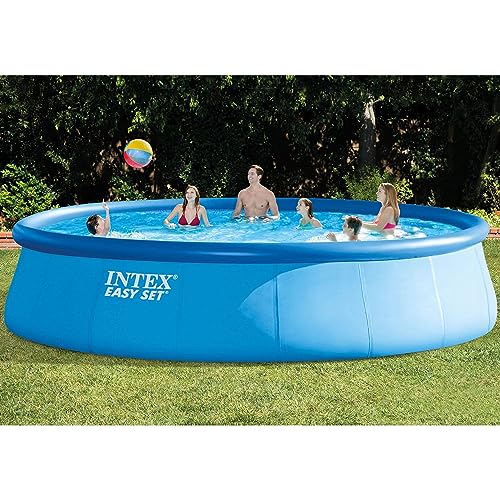 Intex 26175EH Easy Set 18 Feet by 48 Inch Round Inflatable Outdoor Backyard Above Ground Swimming Pool Set with Cover, Ladder, and Filter, Blue