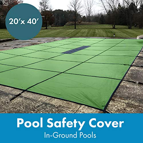 WaterWarden Inground Pool Solid Safety Cover 20' x 40', Rectangle, 15-Year Warranty, UL Classified to ASTM F1346, Triple Stitched for MAX Strength, Break-Strength of Over 4,000 lbs., Hardware Included