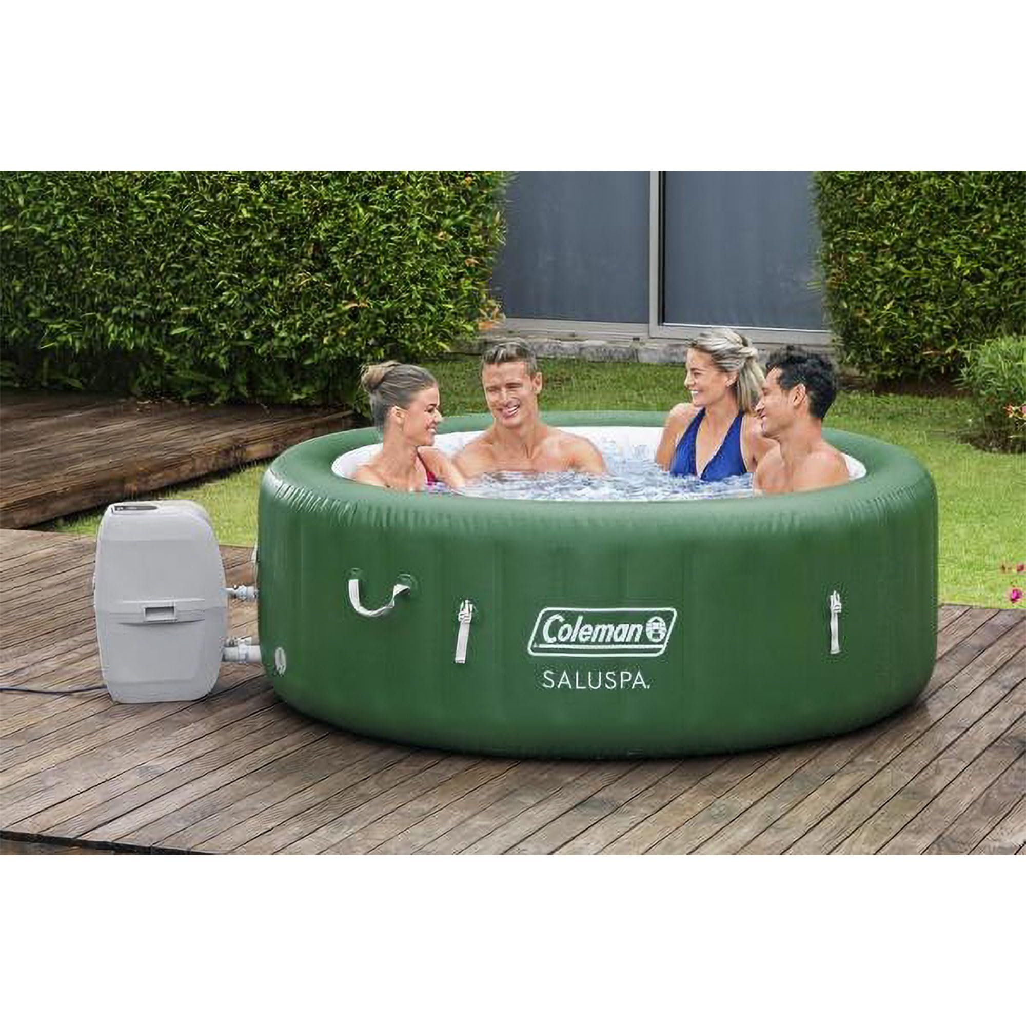 Coleman SaluSpa AirJet Inflatable Hot Tub with Bestway SaluSpa Underwater Non Slip Pool and Spa Seat (4 Pack) and Headrest Pillows (4 Pack)
